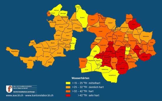 Wasserhärte im Kanton Basel-Landschaft